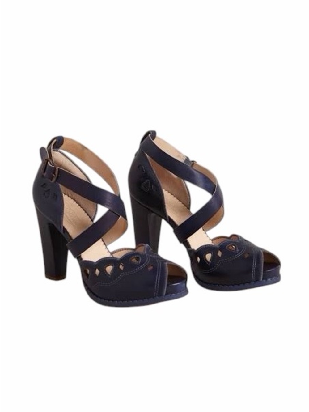 Anthropologie x Timberland “Marge” Ankle Strap Heels Navy Leather EU 39 / US 8